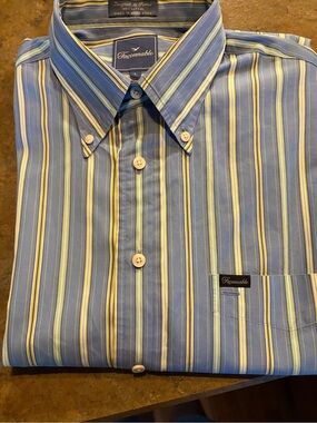 Classic Faconnable Blue Striped Button-Down Shirt -